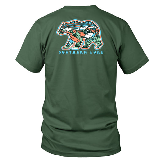 Toddler Long Sleeve Cotton T shirt - Bear MTN - Oak Green