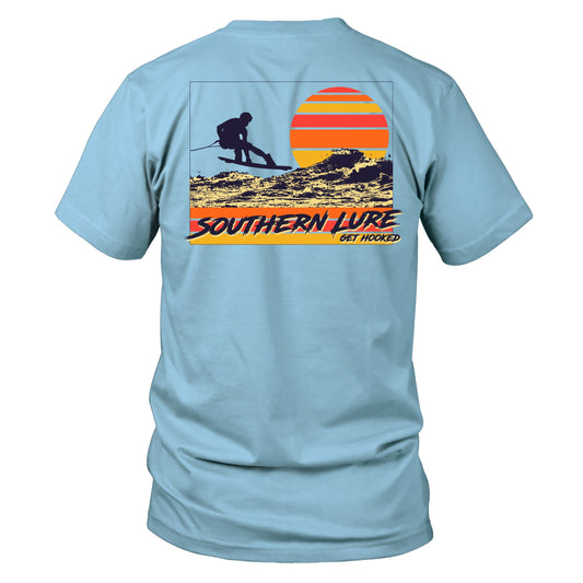 Toddler Short Sleeve Cotton Tee - Wakeboarding - Sky Blue