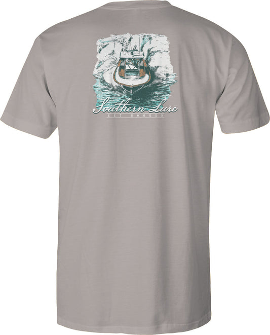 Short Sleeve Cotton Tee - Deep Sea Boat - Granite