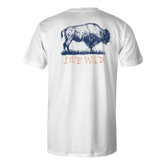 Toddler Short Sleeve Cotton Tee - Live Wild - White