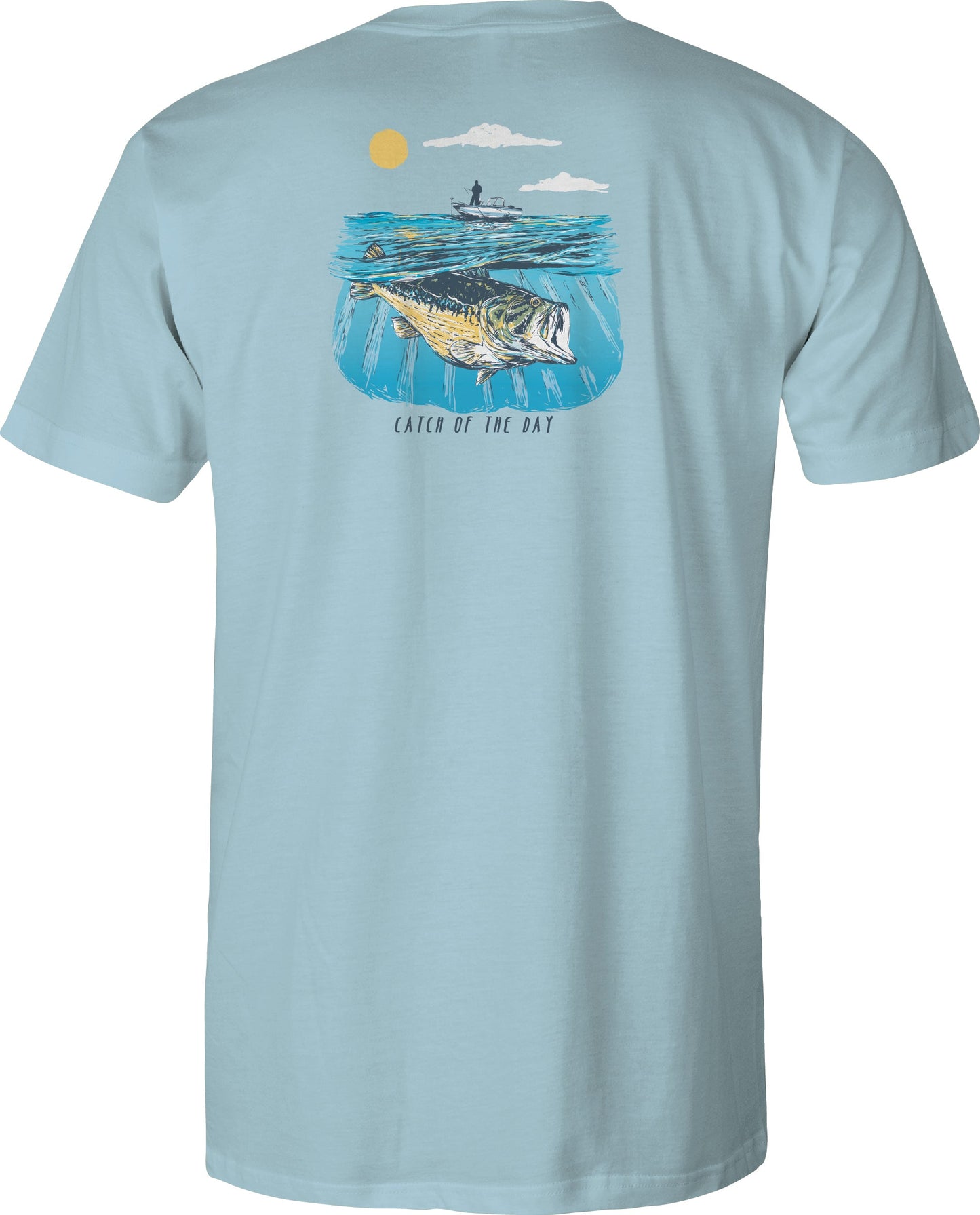 Toddler Short Sleeve Tee - Catch of the Day V2  - Sky Blue