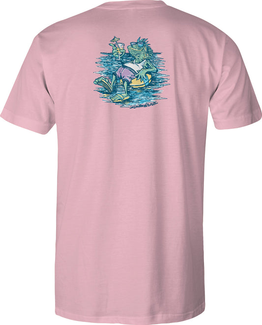 Toddler Short Sleeve Tee Shirt Performance - Iguana Chill - Pink