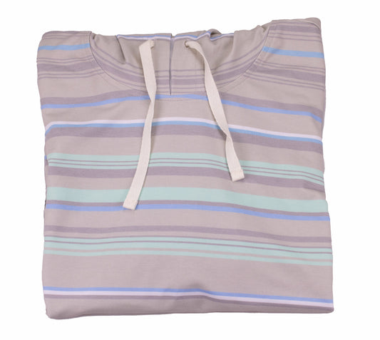 Adult Striped Fleece Hoodie Pullover Sweatshirt - Seaglass