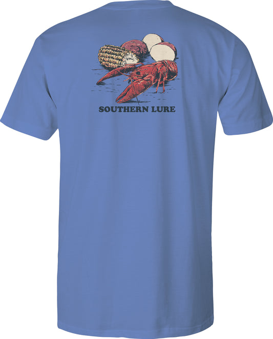 Adult Short Sleeve Cotton Tee Shirt Crawfish Boil - Dusk