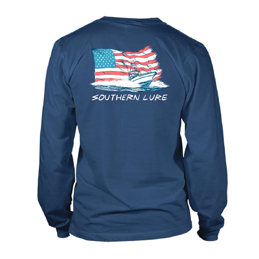 Men's Long Sleeve UV50 Performance Tee USA Sportfisher - Slate
